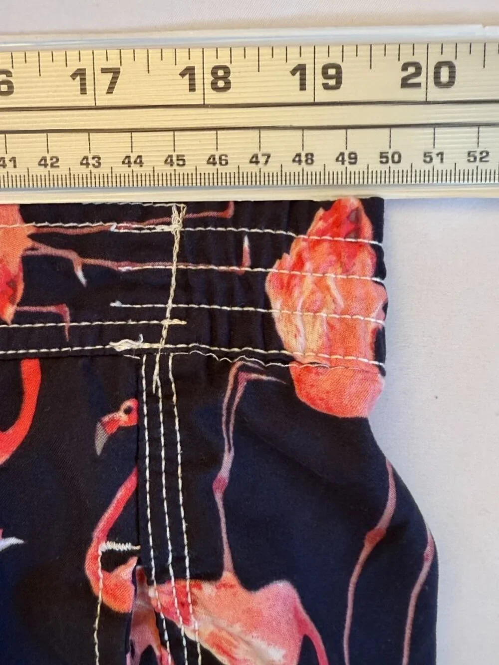 TRUNKS SURF & SWIM FLAMINGO PRINT NAVY BLUE PINK LINED SHORTS MENS SIZE XL